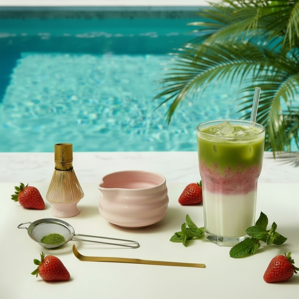 ChaChaLab - Set nástrojov na prípravu matcha čaju (5ks) - Blush Pink (Chawan / miska 500 ml)