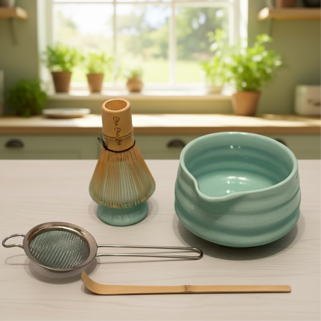 ChaChaLab - Matcha Tea Preparation Tool Set (5pcs) - Mint Green (Chawan / Bowl 500 ml)