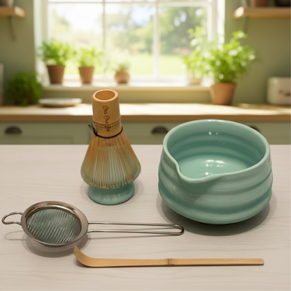 ChaChaLab - Matcha Tea Preparation Tool Set (5pcs) - Mint Green (Chawan / Bowl 500 ml)